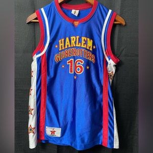 Genuine Harlem Globetrotters Scooter #16 Mens Medium Blue Sewn basketball Jersey